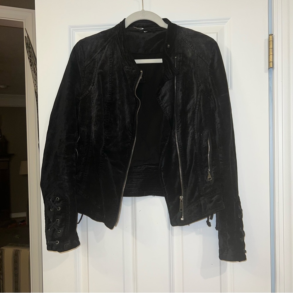 Free People Velvet Lace Moto Jacket - Picture 3 of 7